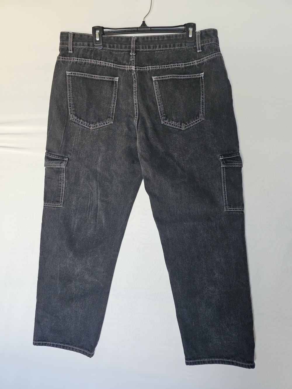 Manfinity Black Contrast Stitch Cargo Jeans XXL - Picture 4 of 15